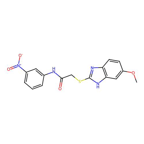 2-[(5-methoxy-1H-benzimidazol-2-yl)sulfanyl]-N-(3-nitrophenyl)acetamide structure