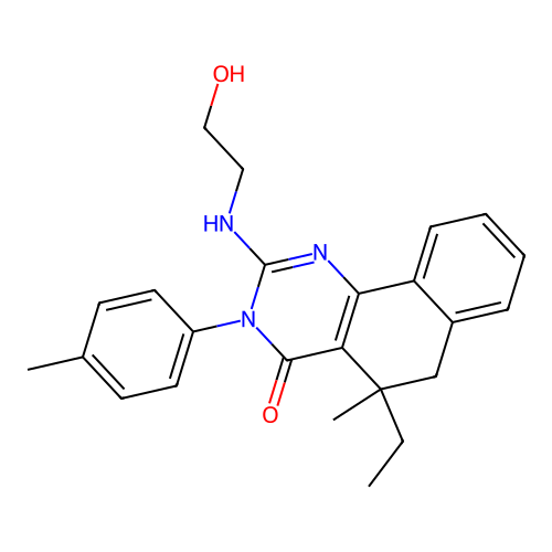 5-ethyl-2-[(2-hydroxyethyl)amino]-5-methyl-3-(4-methylphenyl)-5,6-dihydrobenzo[h]quinazolin-4(3H)-one structure