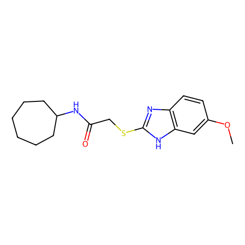 N-cycloheptyl-2-[(5-methoxy-1H-benzimidazol-2-yl)sulfanyl]acetamide structure