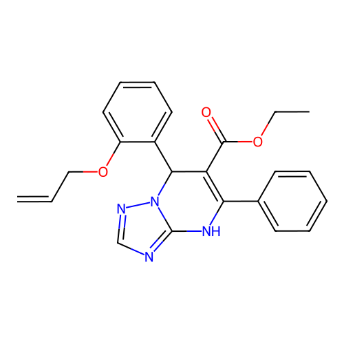 ethyl 5-phenyl-7-[2-(prop-2-en-1-yloxy)phenyl]-4,7-dihydro[1,2,4]triazolo[1,5-a]pyrimidine-6-carboxylate structure