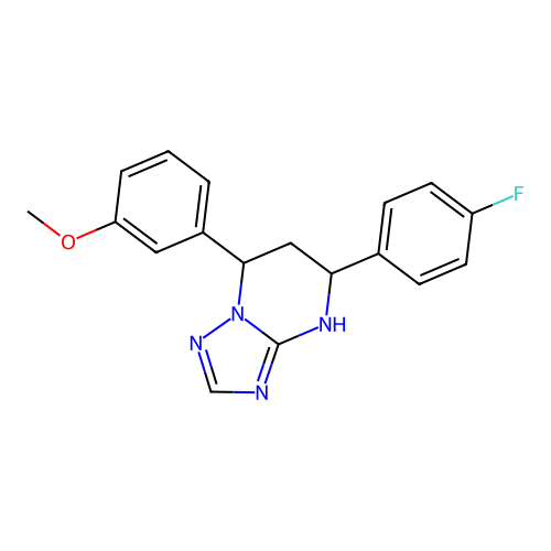 5-(4-fluorophenyl)-7-(3-methoxyphenyl)-4,5,6,7-tetrahydro[1,2,4]triazolo[1,5-a]pyrimidine structure