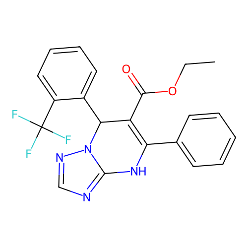 ethyl 5-phenyl-7-[2-(trifluoromethyl)phenyl]-4,7-dihydro[1,2,4]triazolo[1,5-a]pyrimidine-6-carboxylate structure
