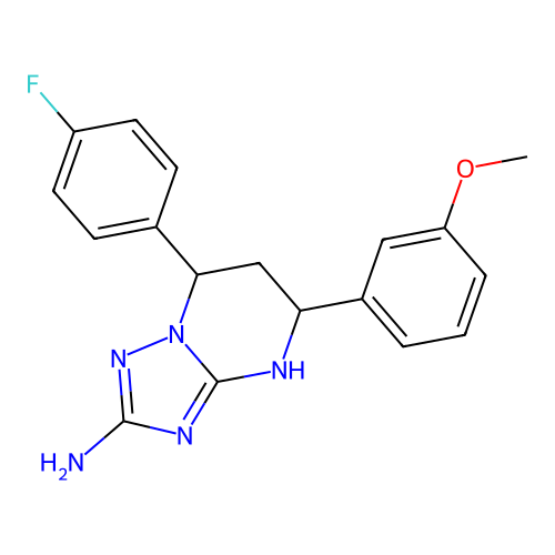 7-(4-fluorophenyl)-5-(3-methoxyphenyl)-4,5,6,7-tetrahydro[1,2,4]triazolo[1,5-a]pyrimidin-2-amine structure