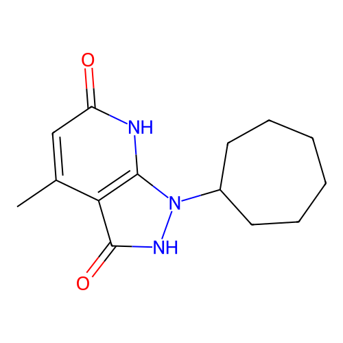 1-cycloheptyl-3-hydroxy-4-methyl-1,7-dihydro-6H-pyrazolo[3,4-b]pyridin-6-one structure