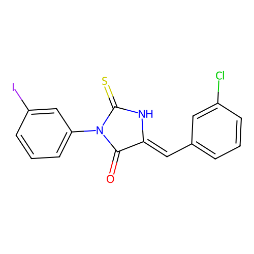 4-Imidazolidinone, 5-((3-chlorophenyl)methylene)-3-(3-iodophenyl)-2-thioxo- structure