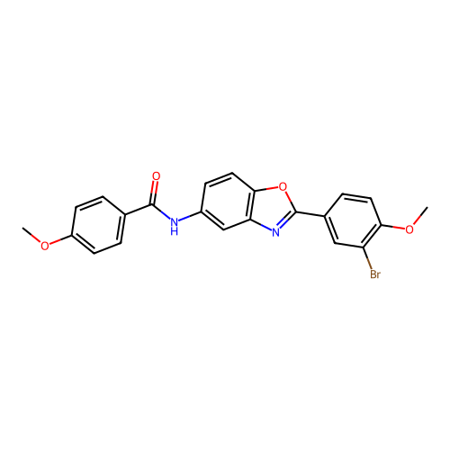 N-[2-(3-bromo-4-methoxyphenyl)-1,3-benzoxazol-5-yl]-4-methoxybenzamide structure