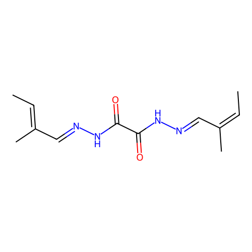 N,N'-bis(2-methylbut-2-enylideneamino)oxamide structure