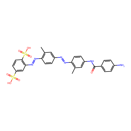 2-[(E)-[4-[(E)-[4-[(4-aminobenzoyl)amino]-2-methyl-phenyl]azo]-2-methyl-phenyl]azo]benzene-1,4-disulfonic acid structure