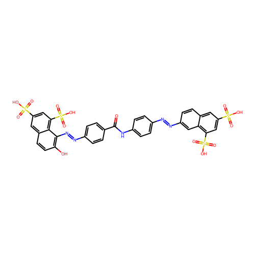 8-[[4-[[4-[(6,8-Disulfonaphthalen-2-yl)diazenyl]phenyl]carbamoyl]phenyl]diazenyl]-7-hydroxynaphthalene-1,3-disulfonic acid structure