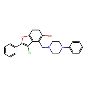 5-Benzofuranol, 3-chloro-2-phenyl-4-((4-phenyl-1-piperazinyl)methyl)- structure