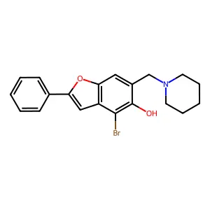 5-Benzofuranol, 4-bromo-2-phenyl-6-piperidinomethyl- structure