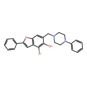 5-Benzofuranol, 4-bromo-2-phenyl-6-((4-phenyl-1-piperazinyl)methyl)- structure