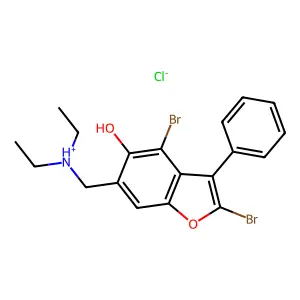 5-Benzofuranol, 2,4-dibromo-6-(diethylaminomethyl)-3-phenyl-, hydrochloride structure