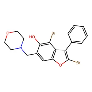 5-Benzofuranol, 2,4-dibromo-6-(morpholinomethyl)-3-phenyl- structure
