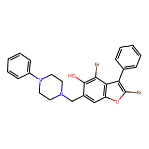 5-Benzofuranol, 2,4-dibromo-3-phenyl-6-((4-phenyl-1-piperazinyl)methyl)- structure