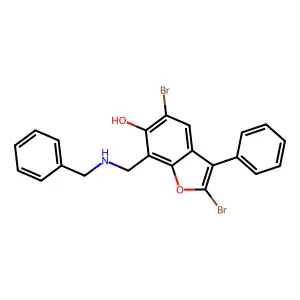6-Benzofuranol, 7-(benzylaminomethyl)-2,5-dibromo-3-phenyl- structure