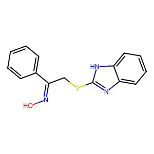 Ethanone, 2-(1H-benzimidazol-2-ylthio)-1-phenyl-, oxime structure
