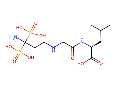 Leucine, N-(N-(3-amino-3,3-diphosphonopropyl)glycyl)-, dihydrate structure
