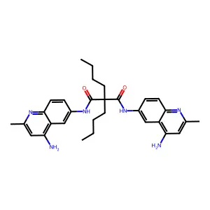N,N'-bis(4-amino-2-methylquinolin-6-yl)-2,2-dibutylpropanediamide structure