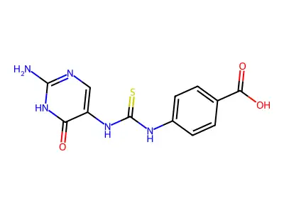 4-[(2-amino-6-oxo-1H-pyrimidin-5-yl)carbamothioylamino]benzoic acid structure