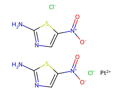 Di-(2-amino-5-nitrothiazole)dichloroplatinum(II) structure