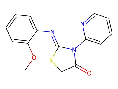 2-((2-Methoxyphenyl)imino)-3-(2-pyridinyl)-4-thiazolidinone structure