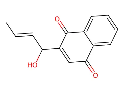 2-[(E)-1-hydroxybut-2-enyl]naphthalene-1,4-dione structure