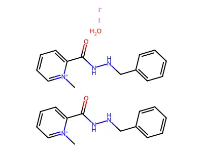Pyridinium, 2-benzylhydrazinocarbonyl-1-methyl-, iodide, hemihydrate structure