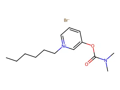 Pyridinium, 1-hexyl-3-hydroxy-, bromide, dimethylcarbamate structure