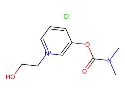 Pyridinium, 3-hydroxy-1-(2-hydroxyethyl)-, chloride, 3-dimethylcarbamate structure