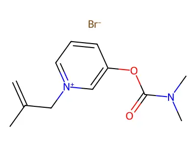 Pyridinium, 3-hydroxy-1-(2-methylallyl)-, bromide, dimethylcarbamate structure