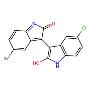 (3E)-3-(5-bromo-2-oxo-1H-indol-3-ylidene)-5-chloro-1H-indol-2-one structure