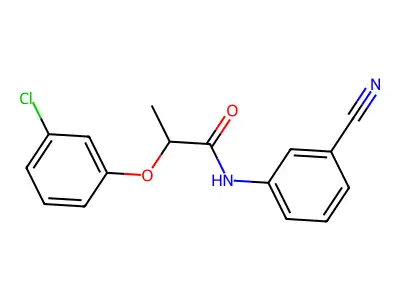 2-(3-chlorophenoxy)-N-(3-cyanophenyl)propanamide structure