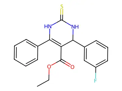 ethyl 4-(3-fluorophenyl)-6-phenyl-2-sulfanylidene-3,4-dihydro-1H-pyrimidine-5-carboxylate structure