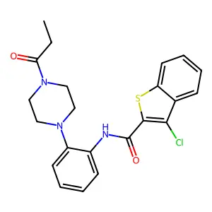 3-chloro-N-[2-(4-propanoylpiperazin-1-yl)phenyl]-1-benzothiophene-2-carboxamide structure