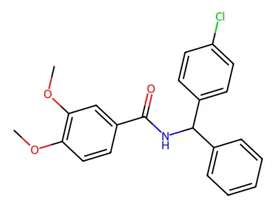 N-[(4-chlorophenyl)-phenylmethyl]-3,4-dimethoxybenzamide structure