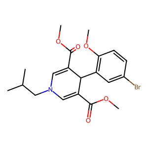 Dimethyl 4-(5-bromo-2-methoxy-phenyl)-1-(2-methylpropyl)-4H-pyridine-3,5-dicarboxylate structure