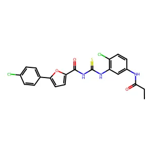 5-(4-chlorophenyl)-N-[[2-chloro-5-(propanoylamino)phenyl]carbamothioyl]furan-2-carboxamide structure