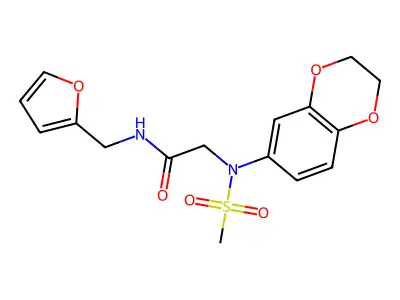 2-[2,3-dihydro-1,4-benzodioxin-6-yl(methylsulfonyl)amino]-N-(furan-2-ylmethyl)acetamide structure