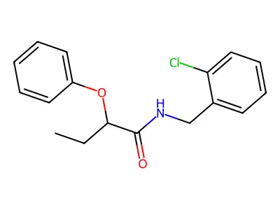 N-(2-chlorobenzyl)-2-phenoxybutanamide structure