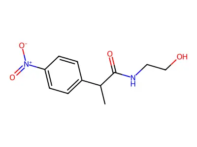 N-(2-hydroxyethyl)-2-(4-nitrophenyl)propanamide structure