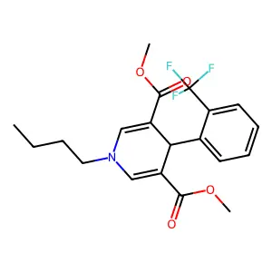 dimethyl 1-butyl-4-(2-(trifluoromethyl)phenyl)-1,4-dihydropyridine-3,5-dicarboxylate structure