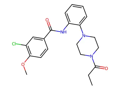 3-chloro-4-methoxy-N-[2-(4-propanoylpiperazin-1-yl)phenyl]benzamide structure