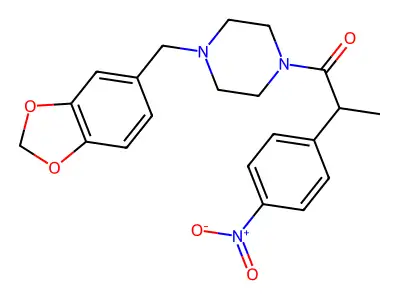 1-[4-(1,3-Benzodioxol-5-ylmethyl)piperazin-1-yl]-2-(4-nitrophenyl)propan-1-one structure