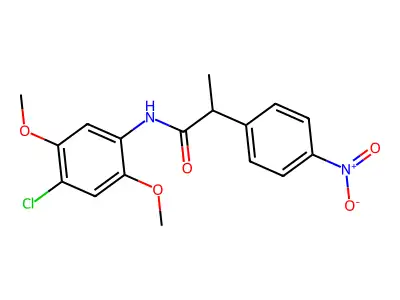 N-(4-chloro-2,5-dimethoxyphenyl)-2-(4-nitrophenyl)propanamide structure