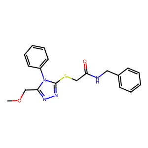 N-benzyl-2-[[5-(methoxymethyl)-4-phenyl-1,2,4-triazol-3-yl]sulfanyl]acetamide structure