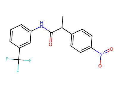2-(4-nitrophenyl)-N-[3-(trifluoromethyl)phenyl]propanamide structure