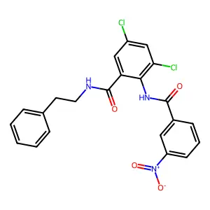 3,5-dichloro-2-[(3-nitrobenzoyl)amino]-N-(2-phenylethyl)benzamide structure
