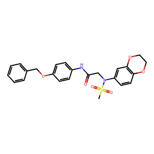 2-[2,3-dihydro-1,4-benzodioxin-6-yl(methylsulfonyl)amino]-N-(4-phenylmethoxyphenyl)acetamide structure