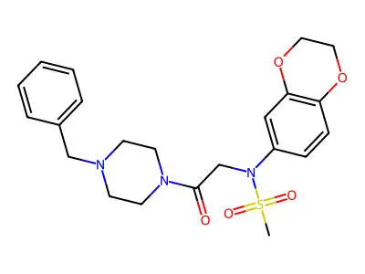 N-[2-(4-benzylpiperazin-1-yl)-2-oxoethyl]-N-(2,3-dihydro-1,4-benzodioxin-6-yl)methanesulfonamide structure